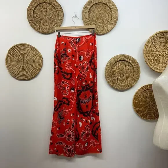 Jaded London Red Lightweight Ying Yang Straight Leg Pull On Pants Small - Picture 3 of 7